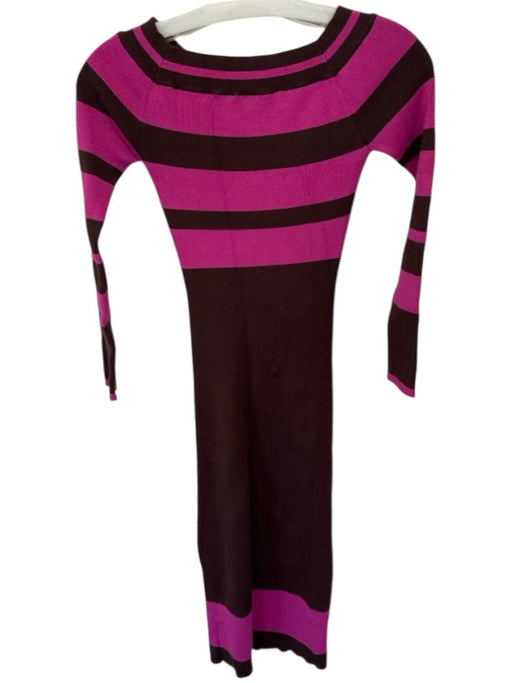 Le Superbe Size XS Brown & Pink Long Sleeve Striped Open Back Maxi Dress Brown & Pink / XS