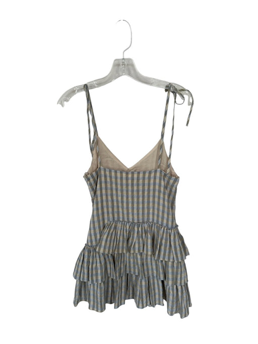 Zara Size XS Tan & Gray Cotton Blend Plaid Spaghetti Strap Tiered Skirt Dress Tan & Gray / XS