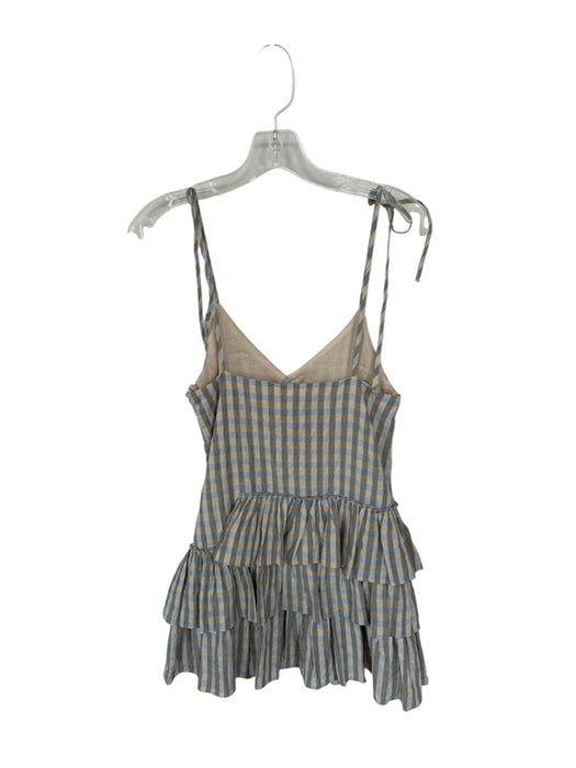 Zara Size XS Tan & Gray Cotton Blend Plaid Spaghetti Strap Tiered Skirt Dress Tan & Gray / XS