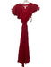Hutch Size S Red Polyester Micropleat Crinkle Ruffle Cap Sleeve Wrap Midi Dress Red / S