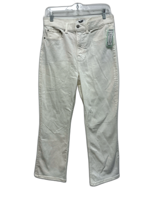 Spanx Size 12 Cream Cotton Blend High Rise Button & Zip Kick Flare Jeans Cream / 12