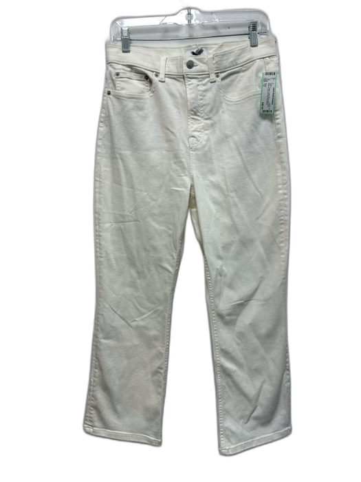 Spanx Size 12 Cream Cotton Blend High Rise Button & Zip Kick Flare Jeans Cream / 12