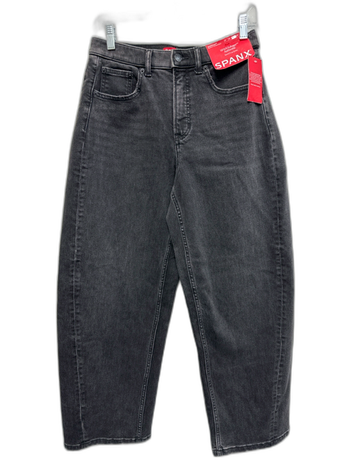 Spanx Size M Washed Black Cotton Blend High Rise Barrel Leg Jeans Washed Black / M