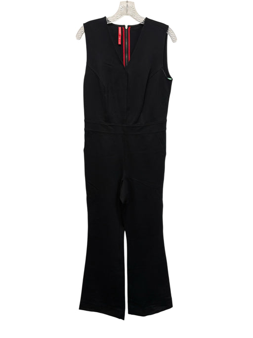 Spanx Size M Black Rayon Blend Zip Back Sleeveless Flare Jumpsuit Black / M