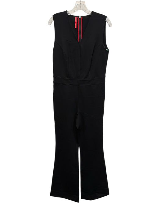 Spanx Size M Black Rayon Blend Zip Back Sleeveless Flare Jumpsuit Black / M