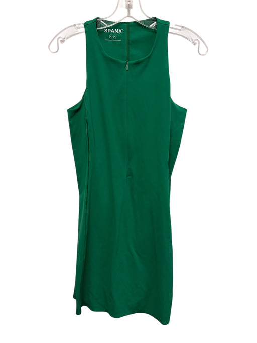 Spanx Size M Green Polyester Blend Front Zip built in shorts Athletic Dress Green / M
