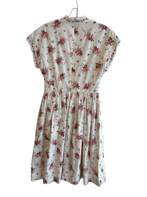 Gal Meets Glam Size 2 Cream, Pink & Brown Cotton Lined Floral V Cut Dress Cream, Pink & Brown / 2