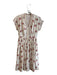 Gal Meets Glam Size 2 Cream, Pink & Brown Cotton Lined Floral V Cut Dress Cream, Pink & Brown / 2