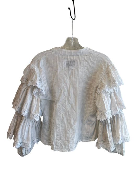 The Shirt Rochelle Behrens Size XS White Cotton round split neck Half Button Top White / XS