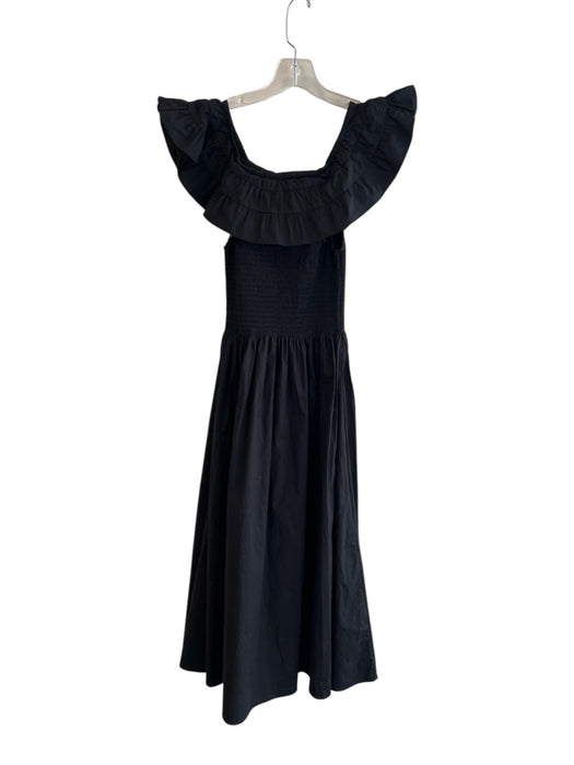 Hill House Size XXS Black Cotton Stretch Bodice Ruffle Sleeveless Maxi Dress Black / XXS