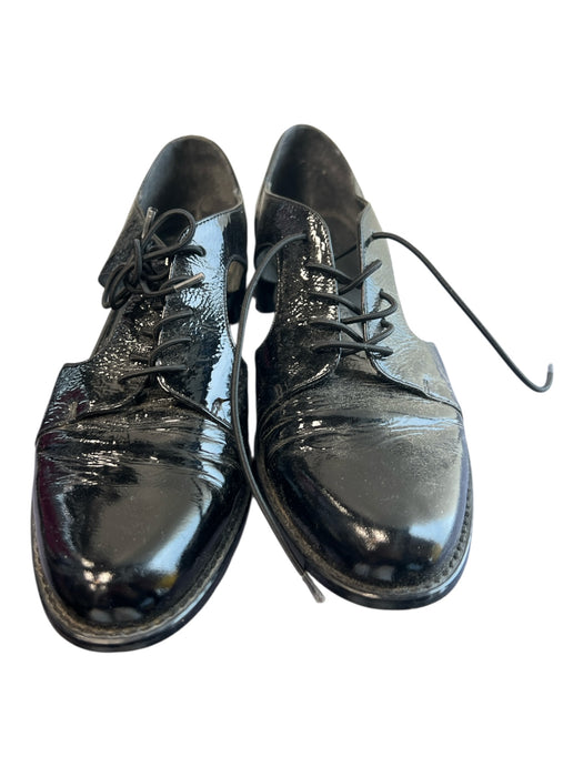 Stuart Weitzman Shoe Size est 6 Black Patent Leather tie up Side Cut Outs Shoes Black / est 6
