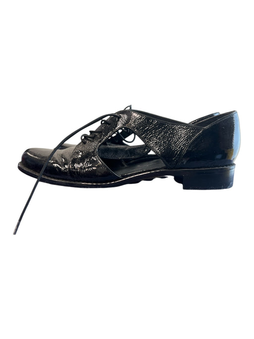 Stuart Weitzman Shoe Size est 6 Black Patent Leather tie up Side Cut Outs Shoes Black / est 6