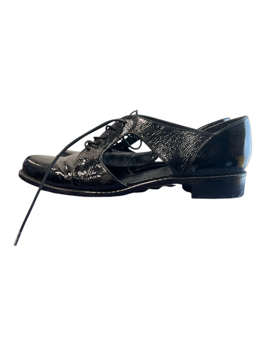Stuart Weitzman Shoe Size est 6 Black Patent Leather tie up Side Cut Outs Shoes Black / est 6