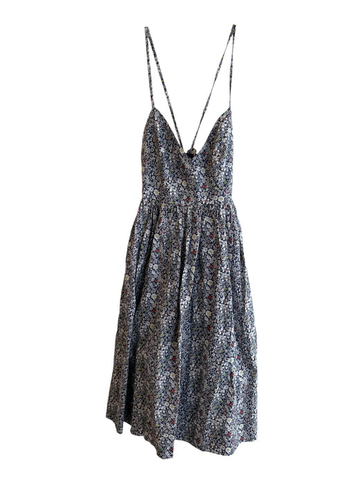 J Crew Liberty Size 00 Navy & Multi Cotton Spaghetti Strap V Neck Floral Dress Navy & Multi / 00