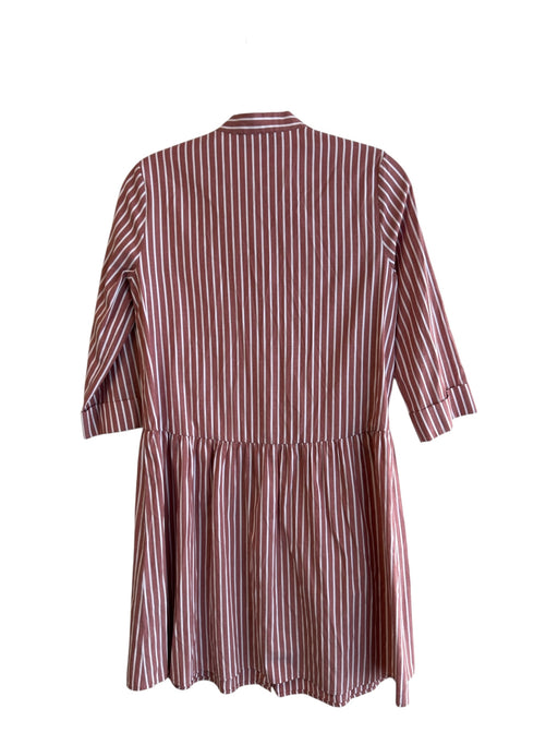 Tuckernuck Size XS Pink & White Cotton Half Sleeve Button Down Below knee Dress Pink & White / XS