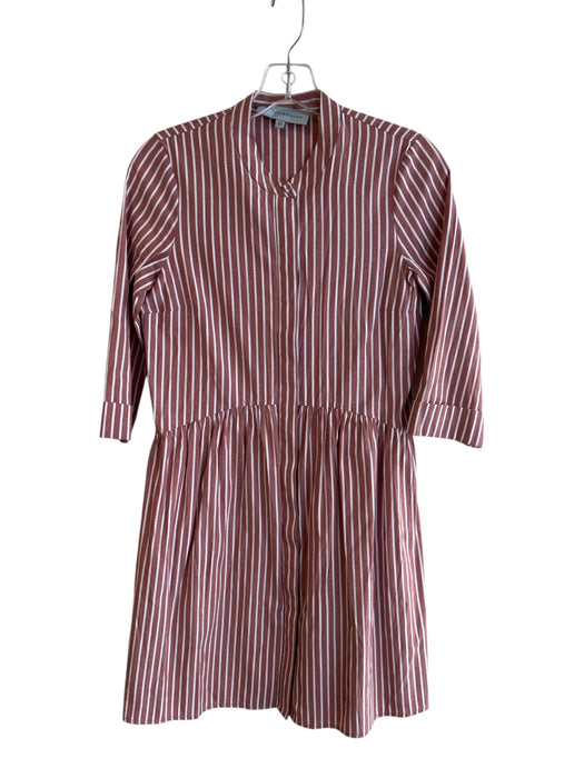 Tuckernuck Size XS Pink & White Cotton Half Sleeve Button Down Below knee Dress Pink & White / XS