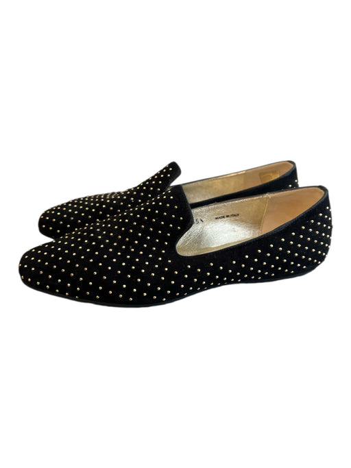 Jimmy Choo Shoe Size 35.5 Black Leather Suede Studs Loafer Square Toe Shoes Black / 35.5