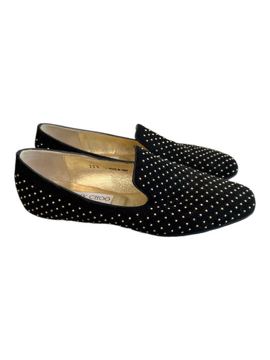 Jimmy Choo Shoe Size 35.5 Black Leather Suede Studs Loafer Square Toe Shoes Black / 35.5