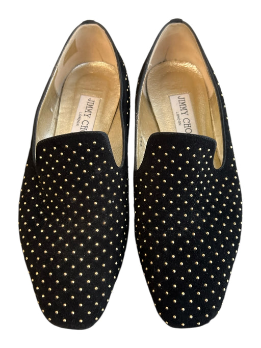 Jimmy Choo Shoe Size 35.5 Black Leather Suede Studs Loafer Square Toe Shoes Black / 35.5