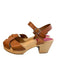 Hasbeens Shoe Size 6 Brown Leather & Wood Open Toe & Heel Ankle Strap Shoes Brown / 6