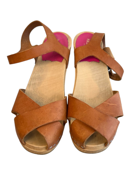 Hasbeens Shoe Size 6 Brown Leather & Wood Open Toe & Heel Ankle Strap Shoes Brown / 6