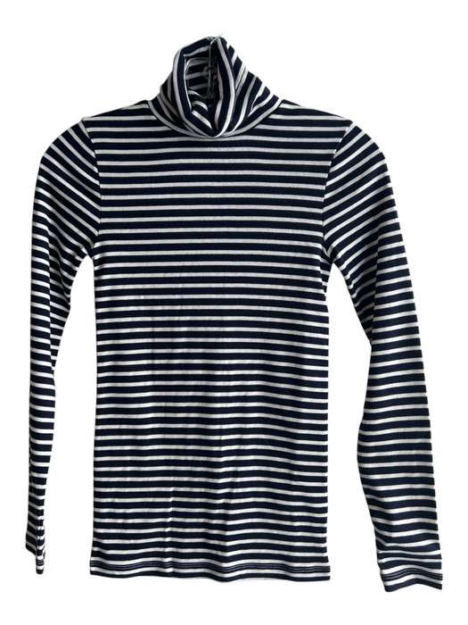 J Crew Size XXS Navy & white Cotton Turtle Neck Long Sleeve Top Navy & white / XXS