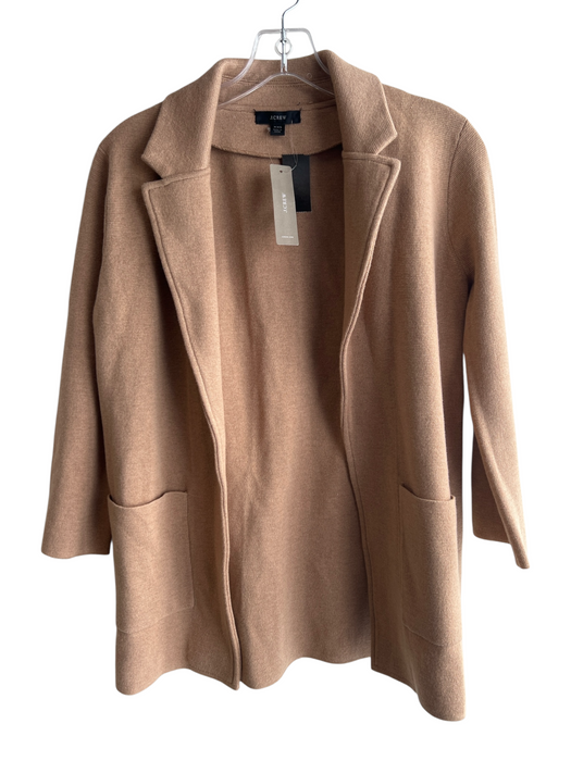 J Crew Size XXS Beige Cotton Open Front Lapel Front Pocket Knit Sweater Beige / XXS