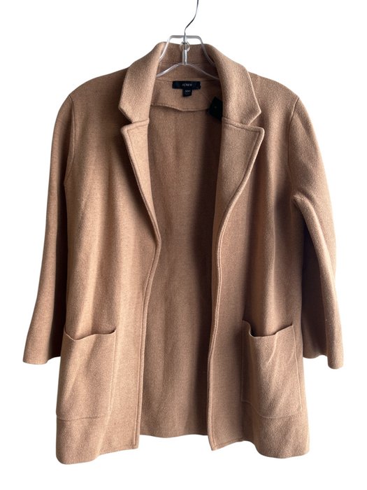 J Crew Size XXS Beige Cotton Open Front Lapel Front Pocket Knit Sweater Beige / XXS