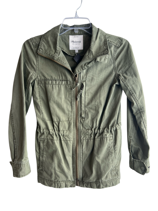 Madewell Size XXS Green Coated Collared Zip Front Chest Pocket Jacket Green / XXS