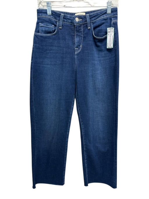 L'agence Size 26 Indigo Wash Cotton Denim Zip Fly High Rise Straight Leg Jeans Indigo Wash / 26