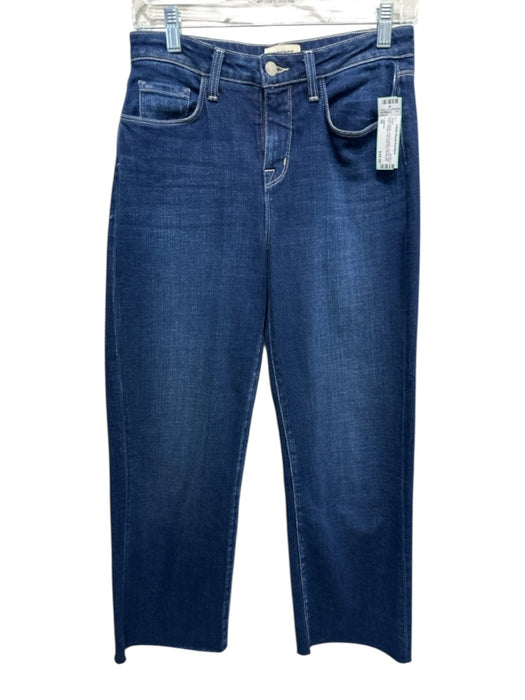 L'agence Size 26 Indigo Wash Cotton Denim Zip Fly High Rise Straight Leg Jeans Indigo Wash / 26