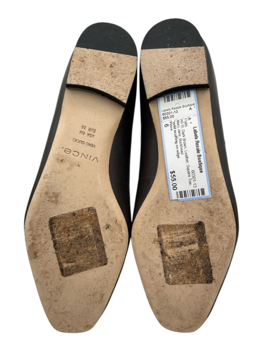 Vince Shoe Size 6 Dark Brown Leather Square Toe Mary Jane Flats Dark Brown / 6