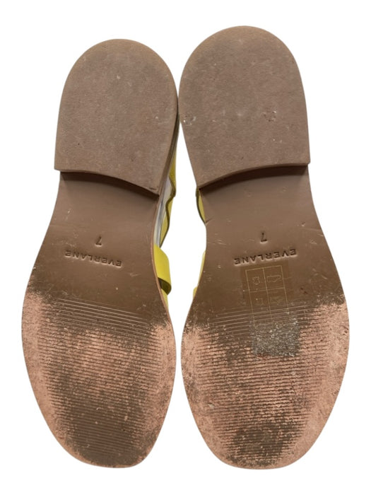 Everlane Shoe Size 7 Yellow Leather Buckle Stacked Heel Fisherman Sandals Yellow / 7