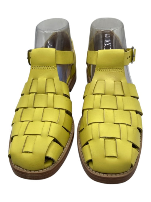Everlane Shoe Size 7 Yellow Leather Buckle Stacked Heel Fisherman Sandals Yellow / 7