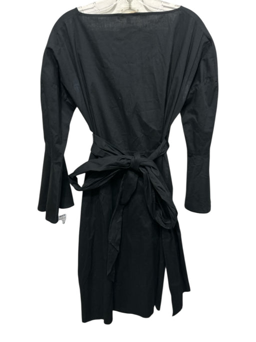 Wayf Size S Black Cotton Blend Knee Length Pleated Detail Wrap Dress Black / S