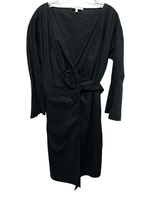 Wayf Size S Black Cotton Blend Knee Length Pleated Detail Wrap Dress Black / S