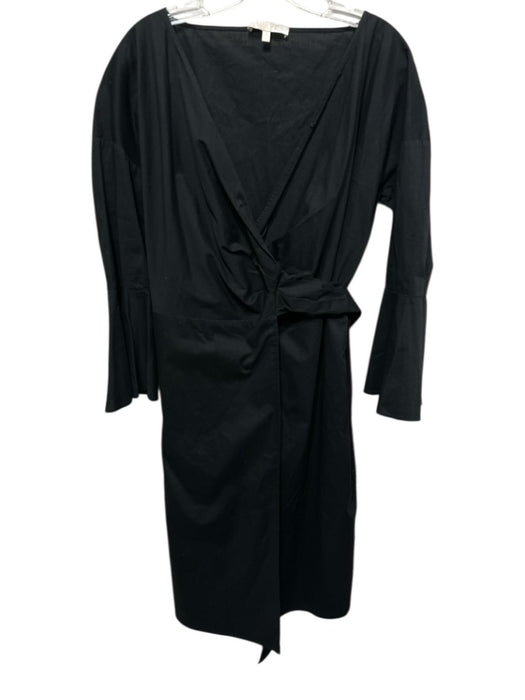 Wayf Size S Black Cotton Blend Knee Length Pleated Detail Wrap Dress Black / S