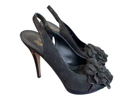 Donald J Pliner Shoe Size 9 Black Fabric Platform Stiletto Flower Applique Shoes Black / 9