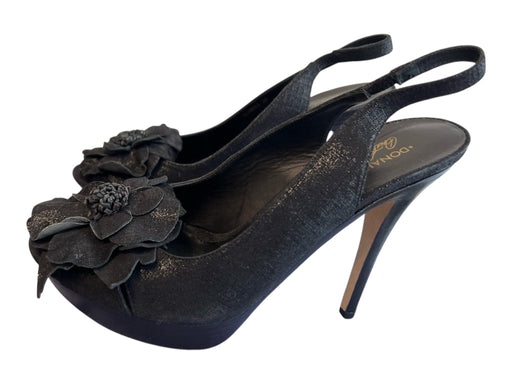 Donald J Pliner Shoe Size 9 Black Fabric Platform Stiletto Flower Applique Shoes Black / 9