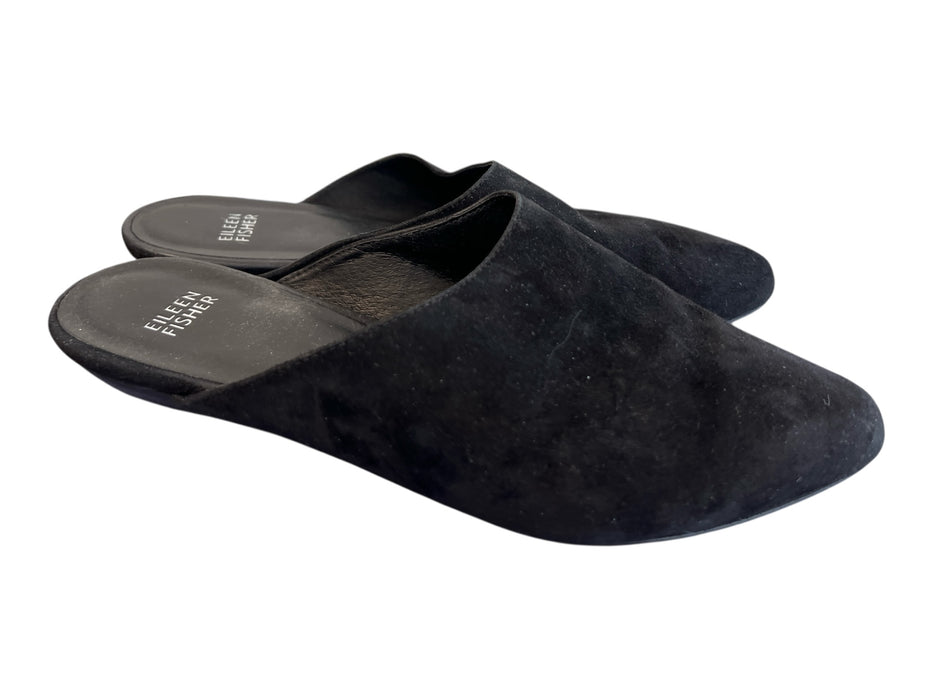 Eileen Fisher Shoe Size 9 Black Suede Slip On Closed Toe Flat Shoes Black / 9