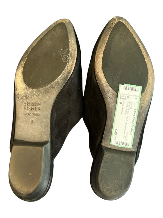 Eileen Fisher Shoe Size 9 Black Suede Slip On Closed Toe Flat Shoes Black / 9