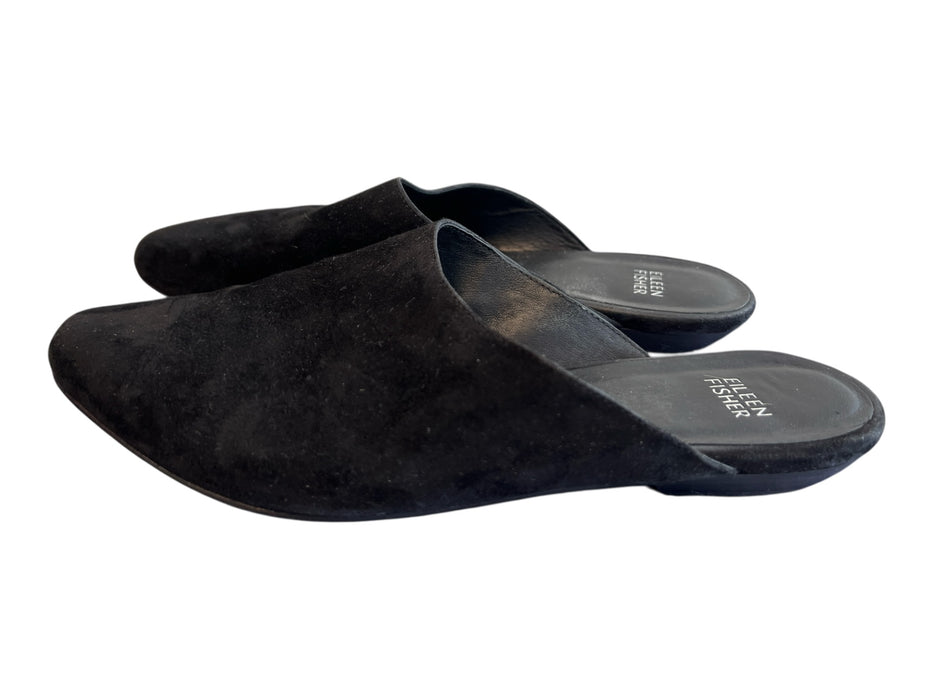 Eileen Fisher Shoe Size 9 Black Suede Slip On Closed Toe Flat Shoes Black / 9