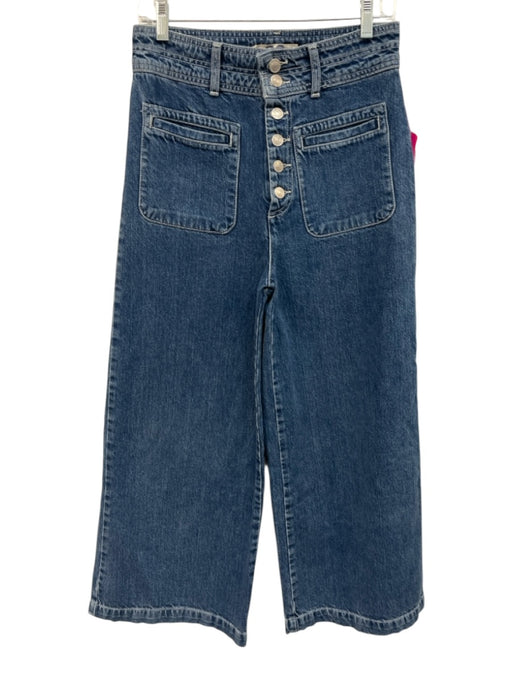 We The Free Size 28 Medium Wash Cotton Patch Pockets Button Fly Wide Leg Jeans Medium Wash / 28
