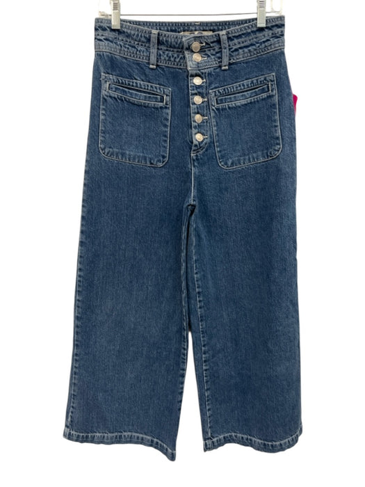 We The Free Size 28 Medium Wash Cotton Patch Pockets Button Fly Wide Leg Jeans Medium Wash / 28