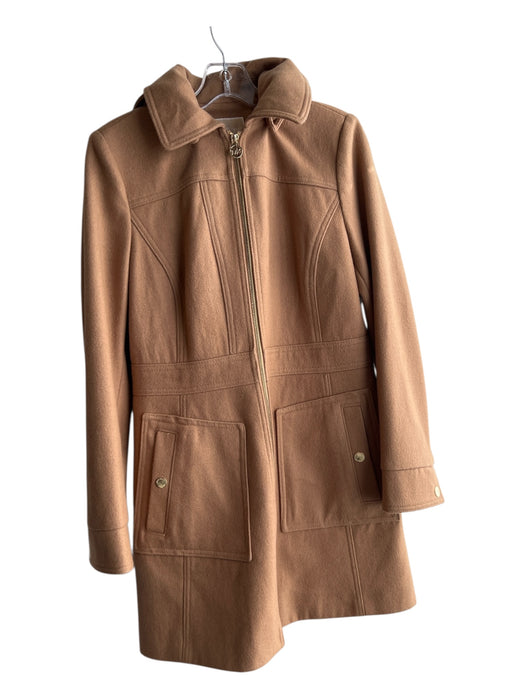 Michael Michael Kors Size S Camel Wool Blend Collared Detachable Hood Coat Camel / S