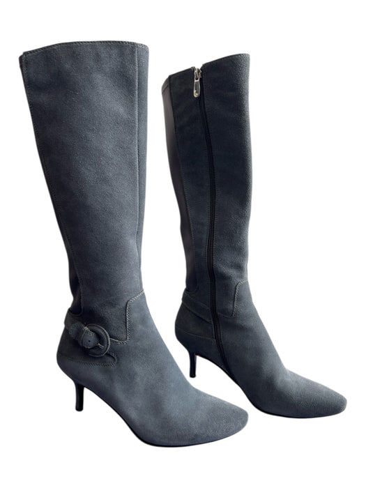 Sole Mani Shoe Size 9 Blue Gray Leather Suede Elastic Back Side Zip Boots Blue Gray / 9