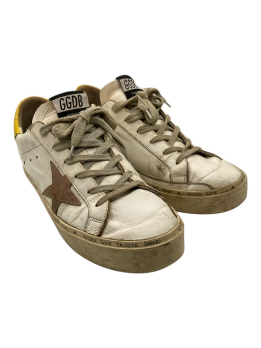 Golden Goose Shoe Size 40 White, Gray, Yellow Leather Low Top lace up Sneakers White, Gray, Yellow / 40