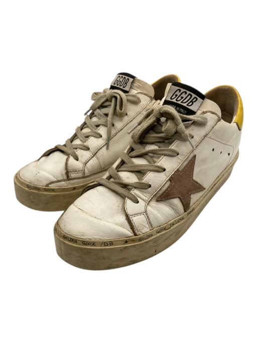 Golden Goose Shoe Size 40 White, Gray, Yellow Leather Low Top lace up Sneakers White, Gray, Yellow / 40