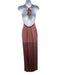 Dea Kudibal Size XS Orange, Pink, Blue Silk Blend Chevron Halter Tie Maxi Dress Orange, Pink, Blue / XS