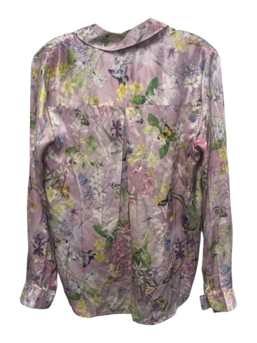L'agence Size S Purple, Green, Multi Silk Floral & Butterfly Long Sleeve Top Purple, Green, Multi / S